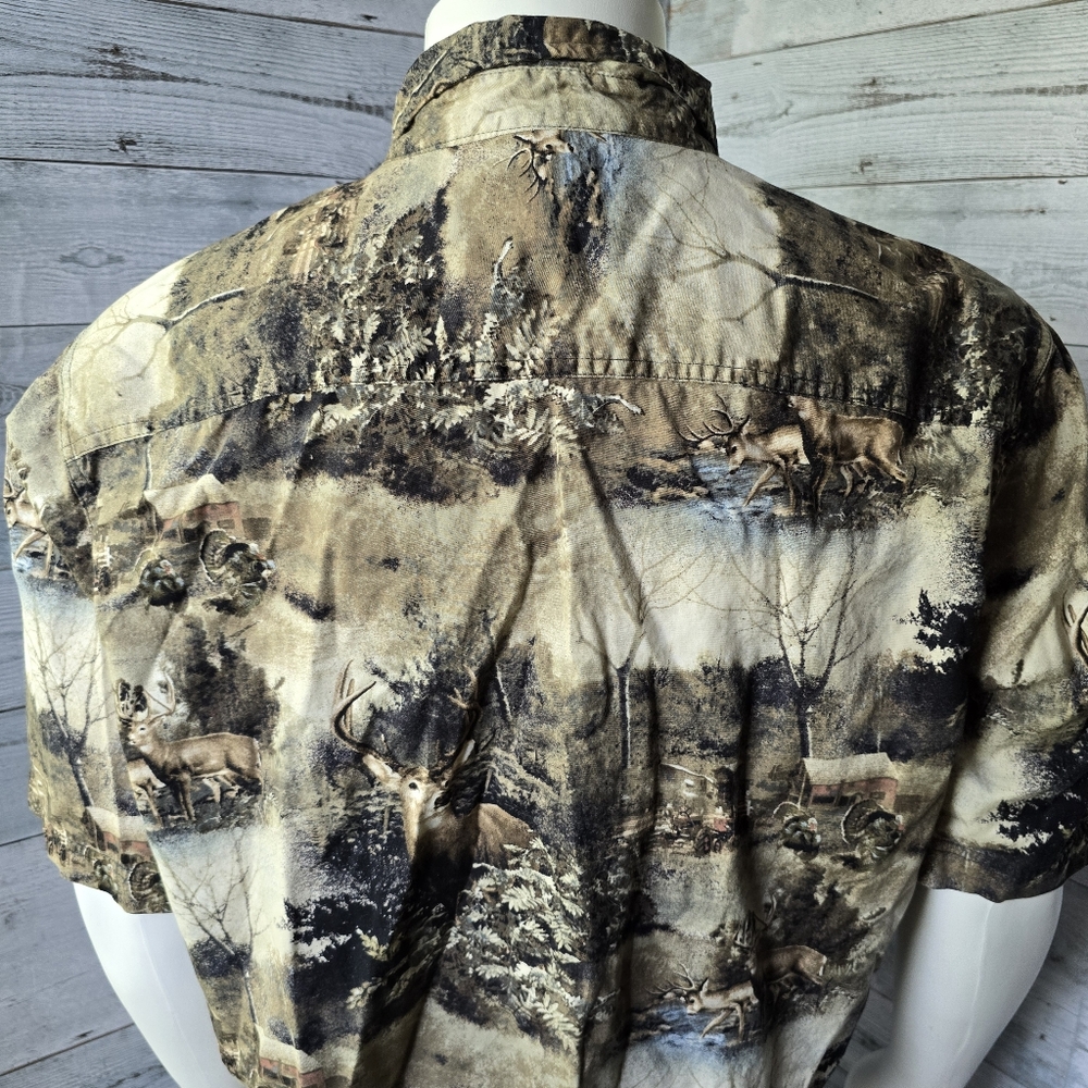 RedHead Deer Wildlife Hunting Camo Cotton Button Down Shirt Large - Picture 8 of 13